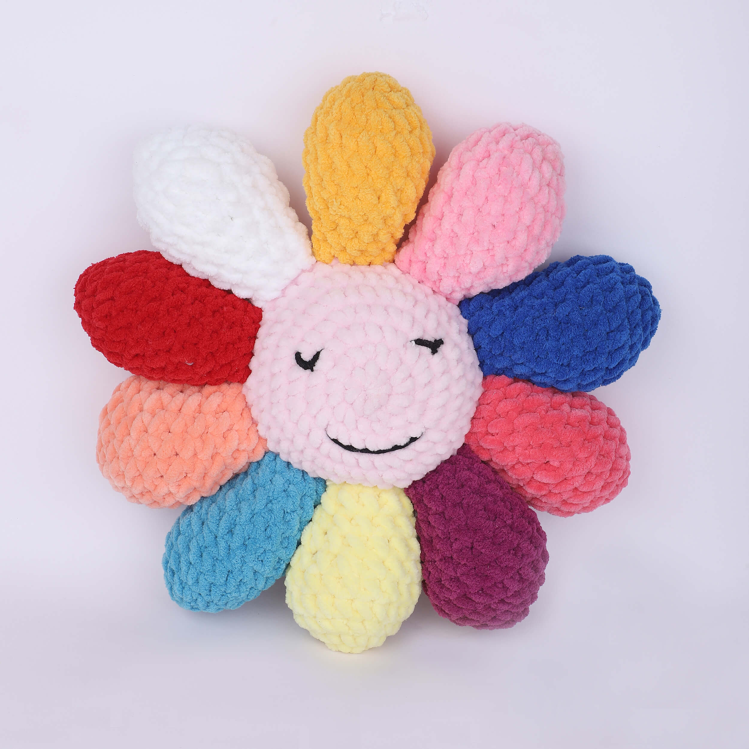 Handmade Amigurumi Plush Cushion - Multi Flower