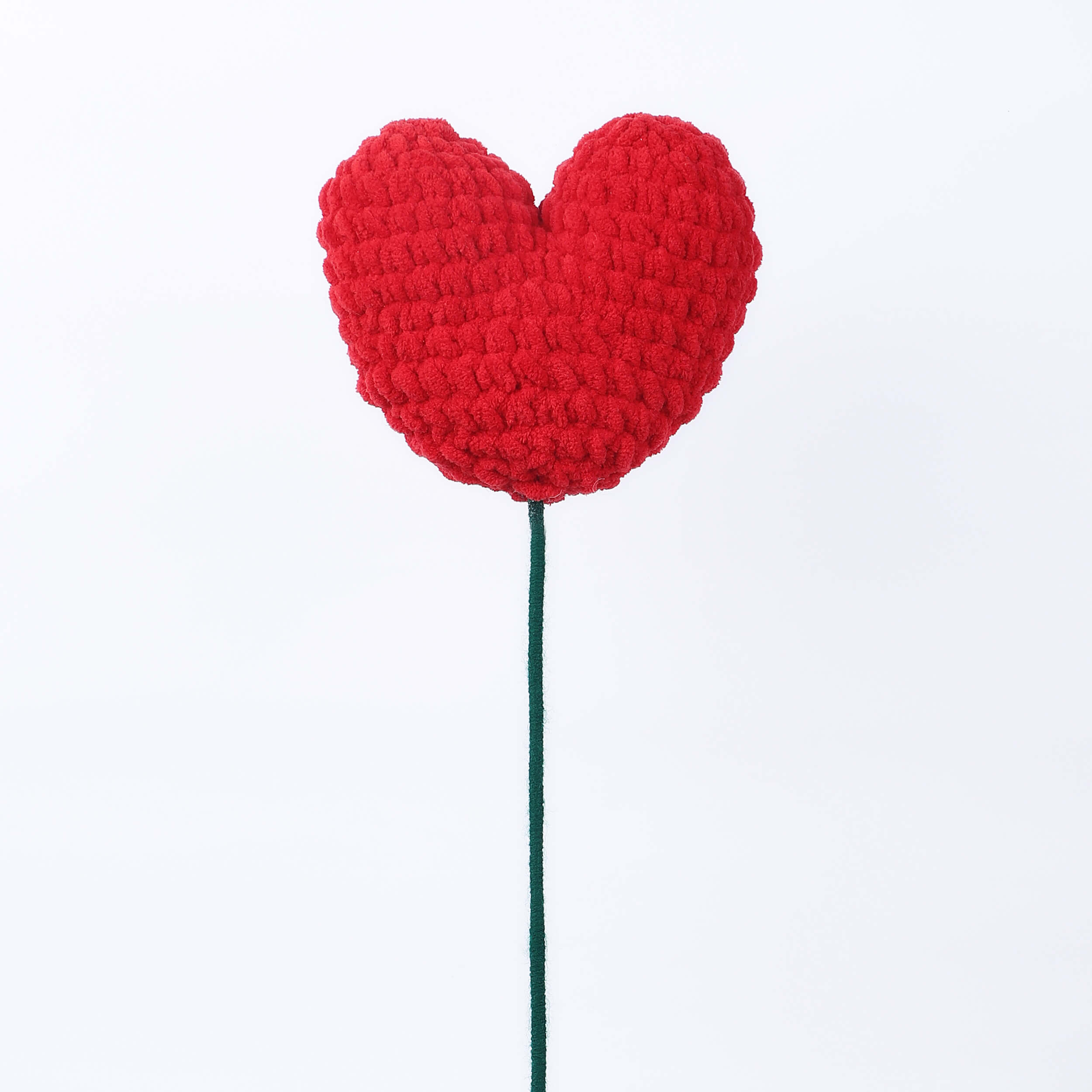Handmade Amigurumi Heart on a Bendable Stick - Red