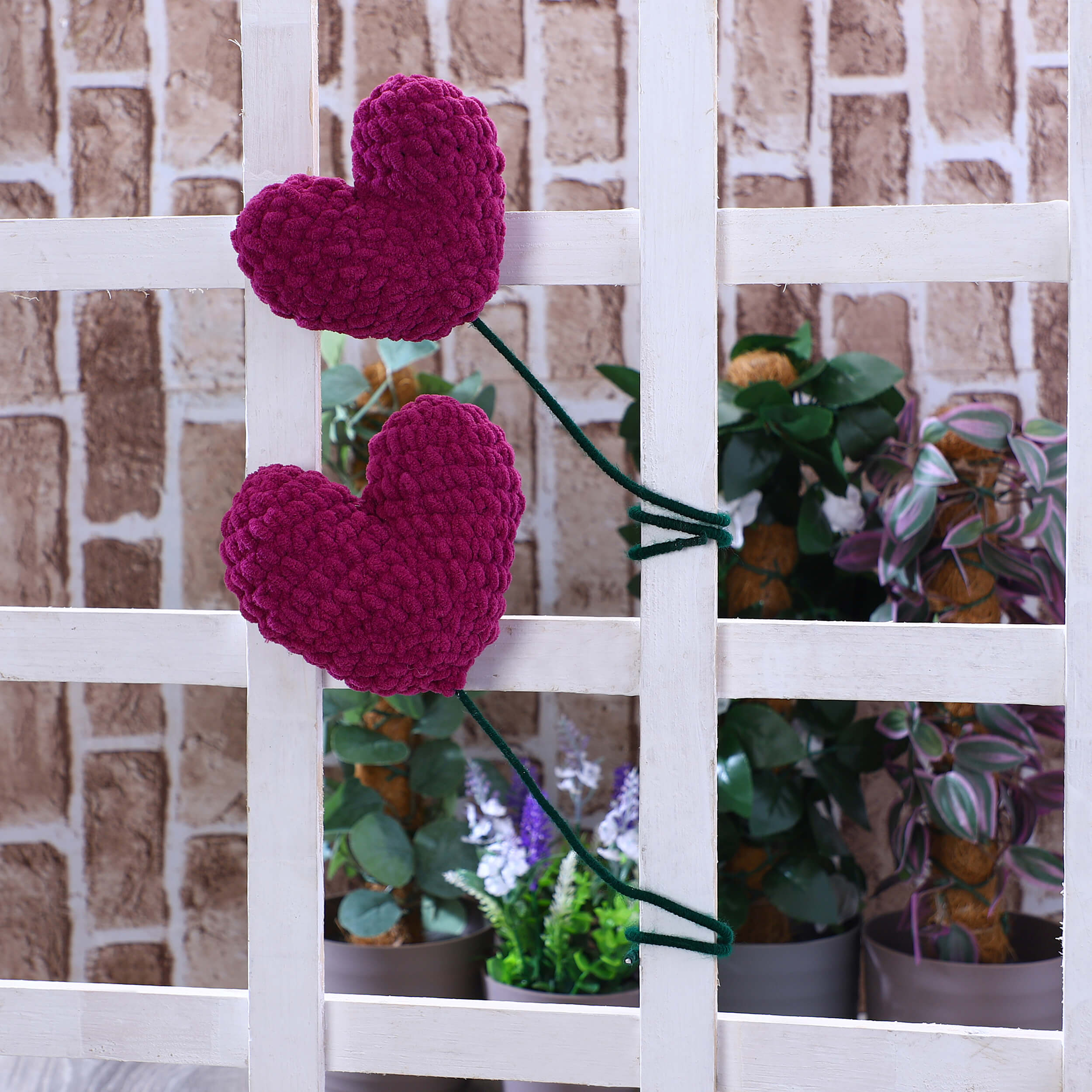 Handmade Amigurumi Heart on a Bendable Stick - Violet