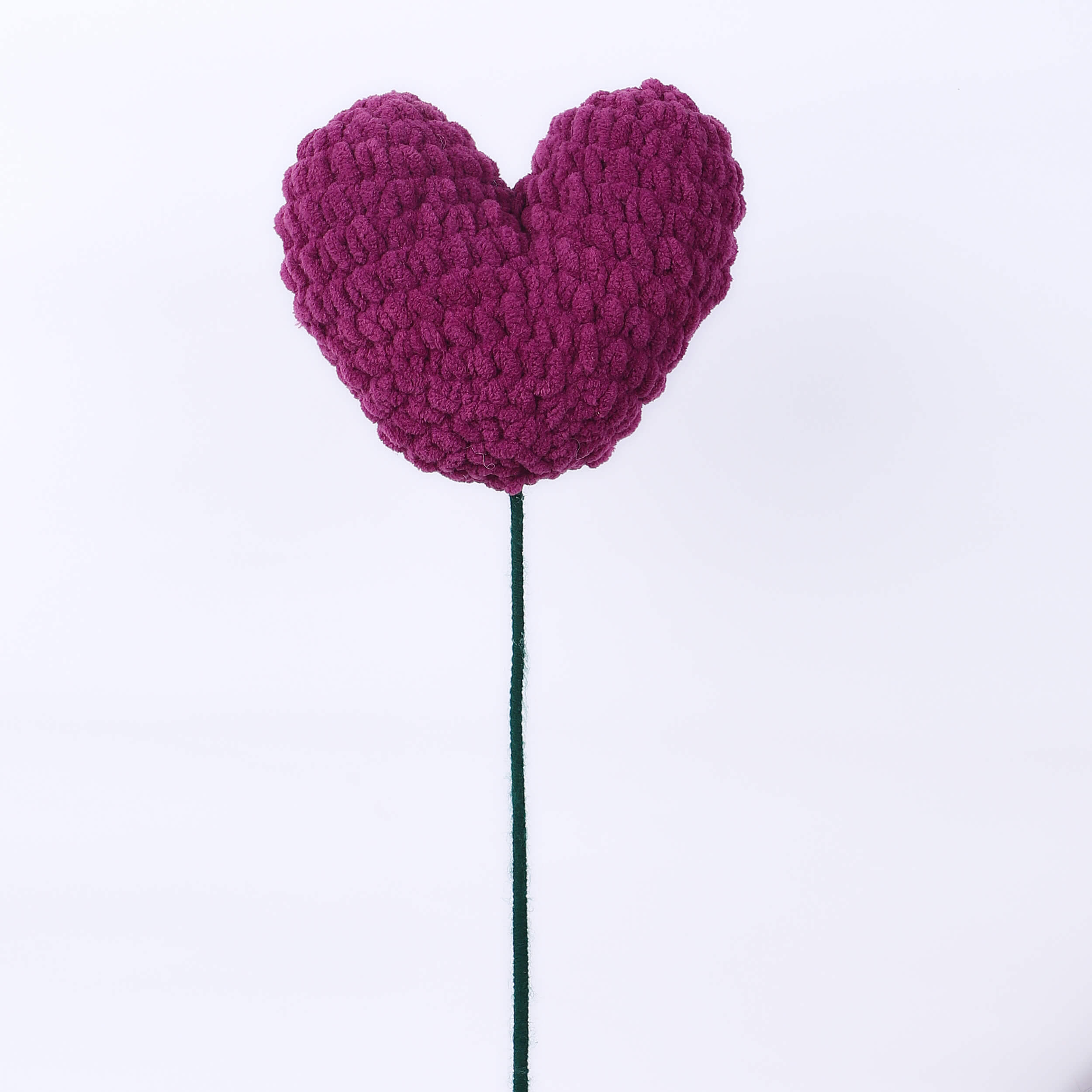 Handmade Amigurumi Heart on a Bendable Stick - Violet