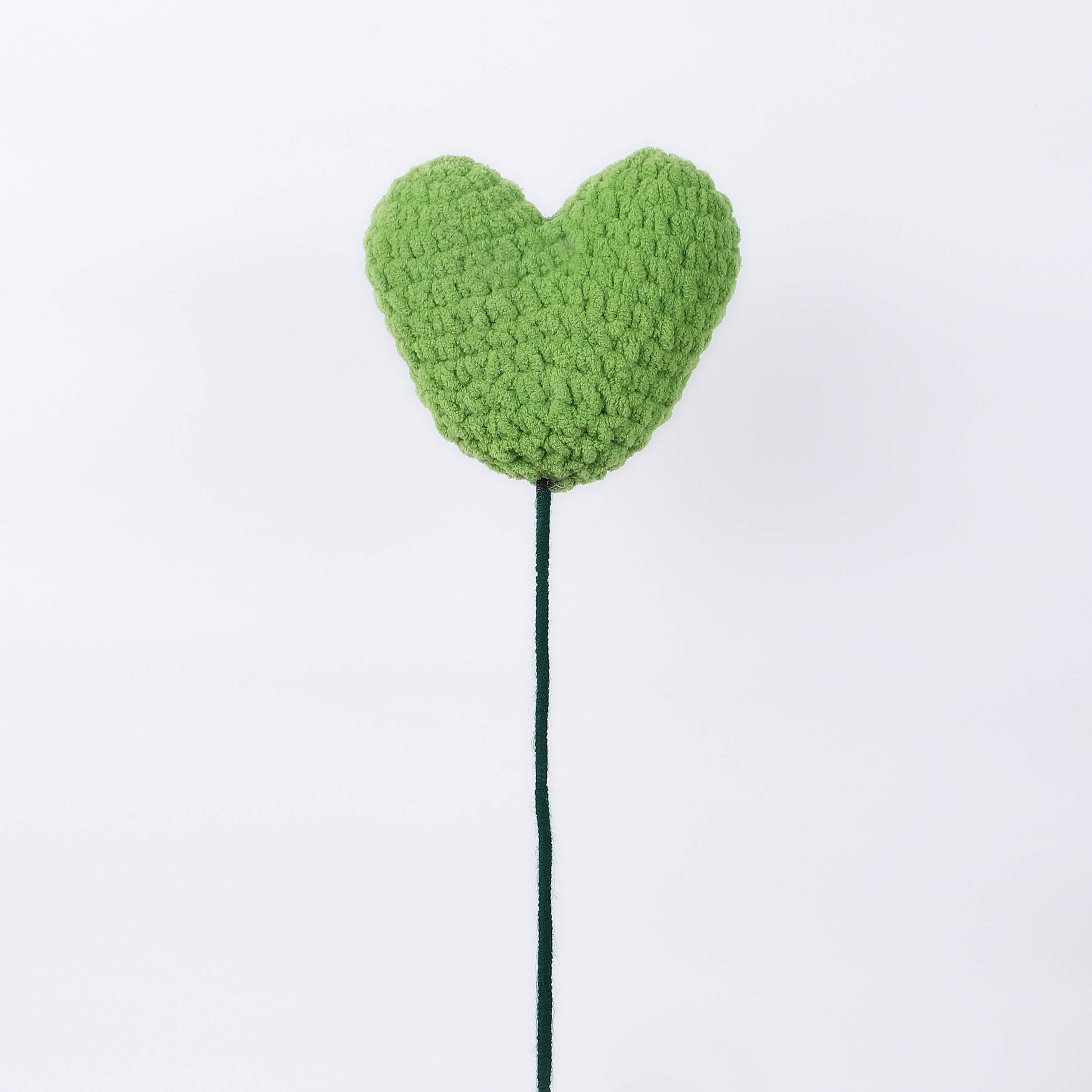 Handmade Amigurumi Heart on a Bendable Stick - Green