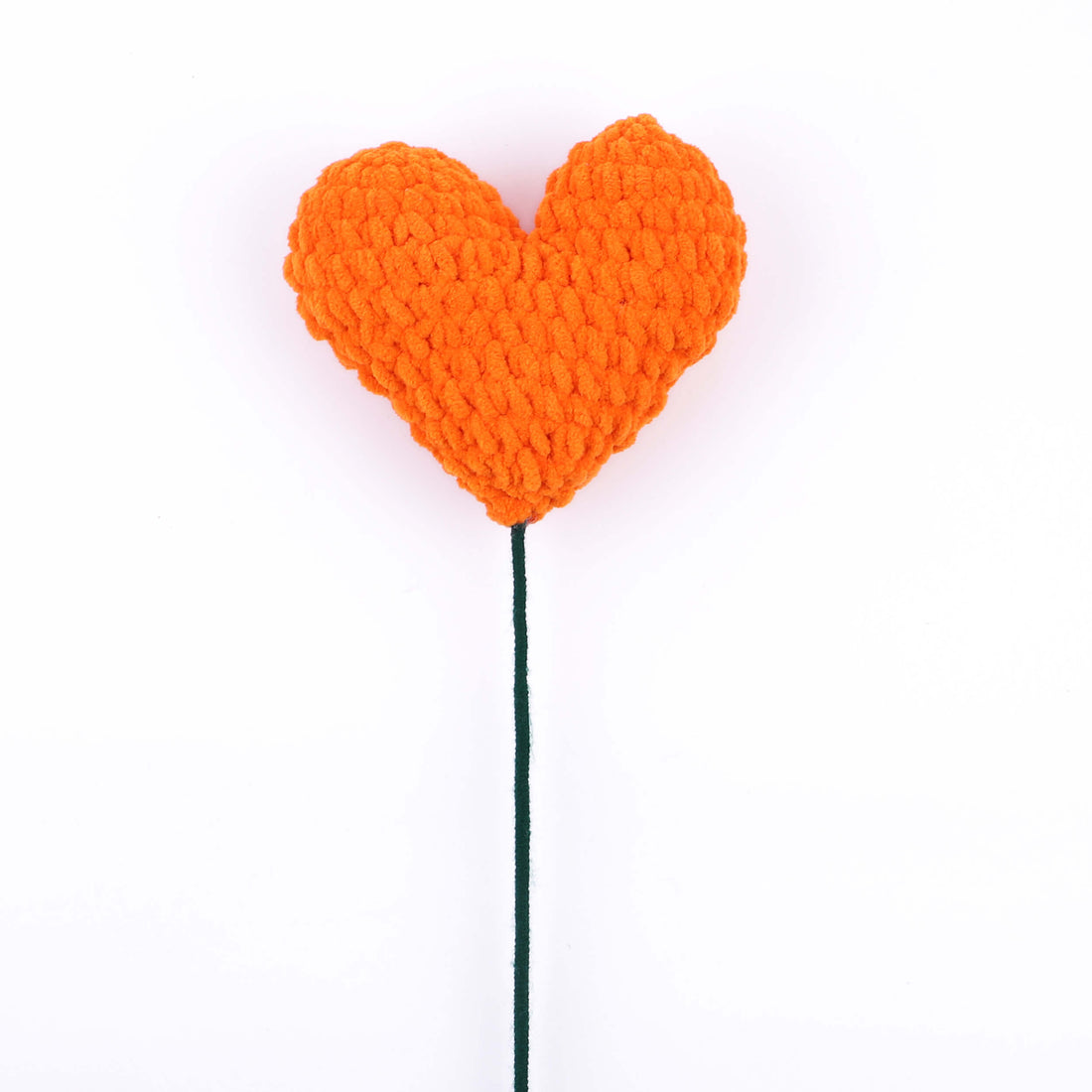 Handmade Amigurumi Heart on a Bendable Stick - Orange
