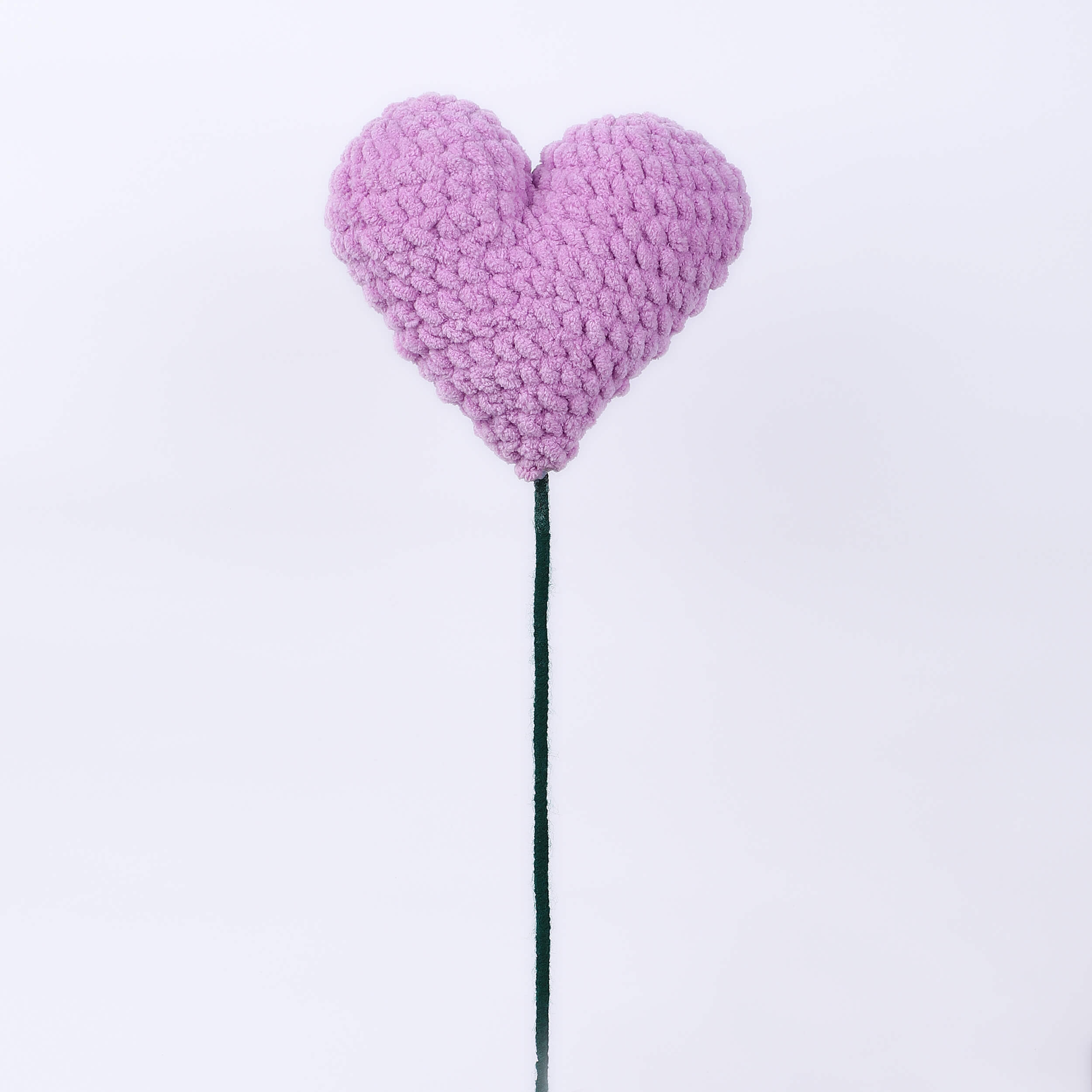 Handmade Amigurumi Heart on a Bendable Stick - Lilac