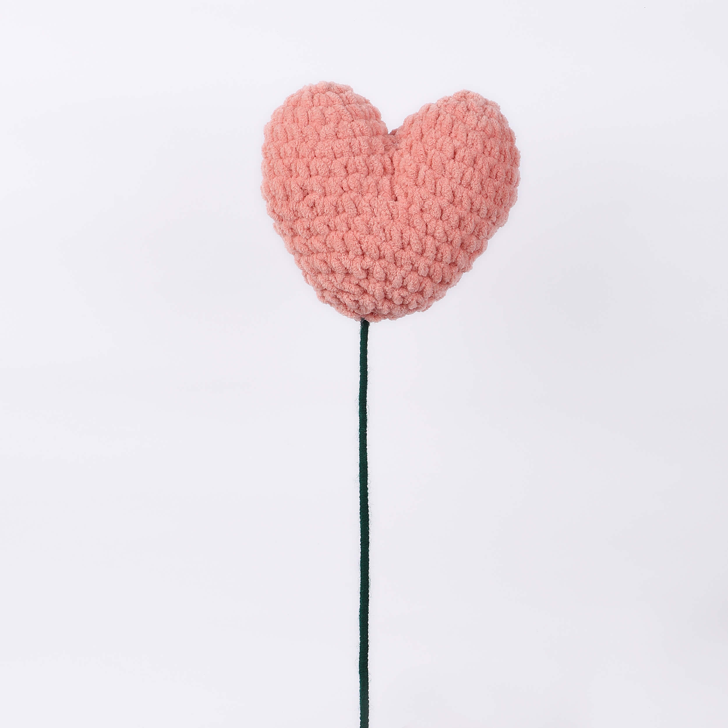 Handmade Amigurumi Heart on a Bendable Stick - Blush
