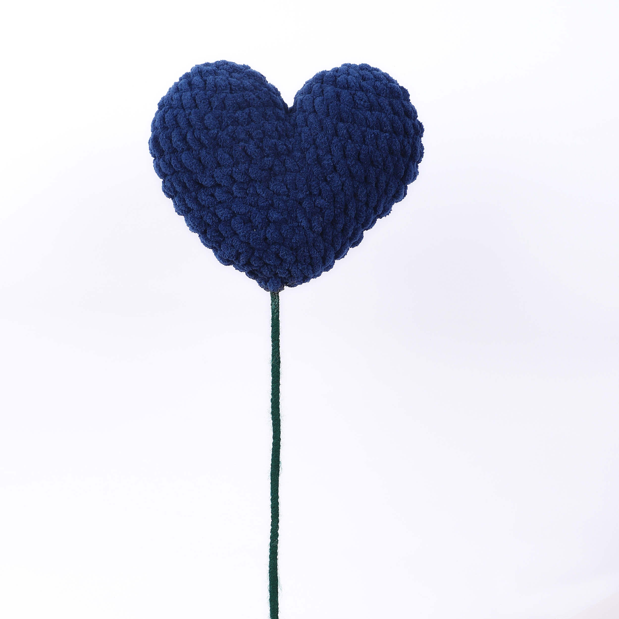 Handmade Amigurumi Heart on a Bendable Stick - Navy Blue