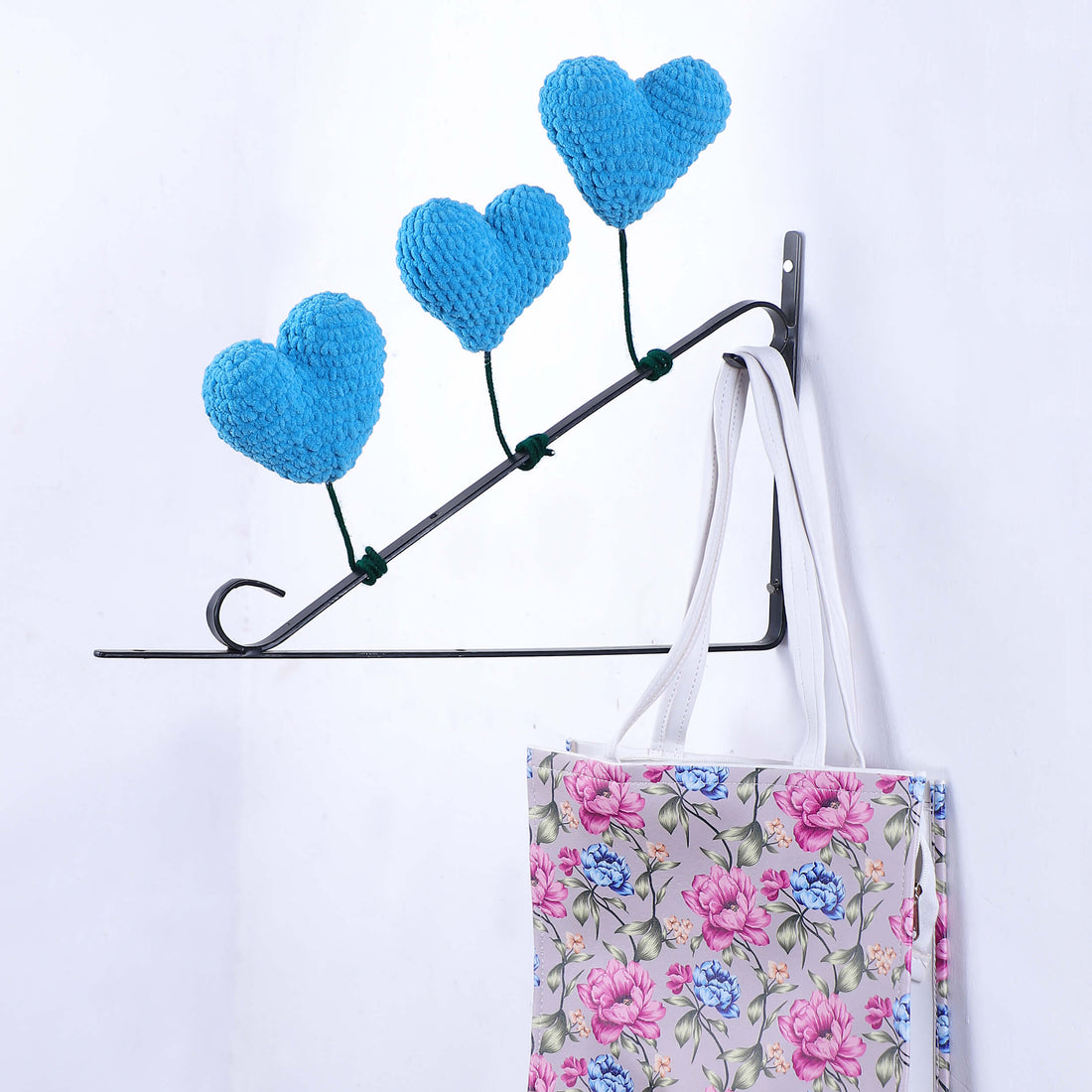 Handmade Amigurumi Heart on a Bendable Stick - Turquoise