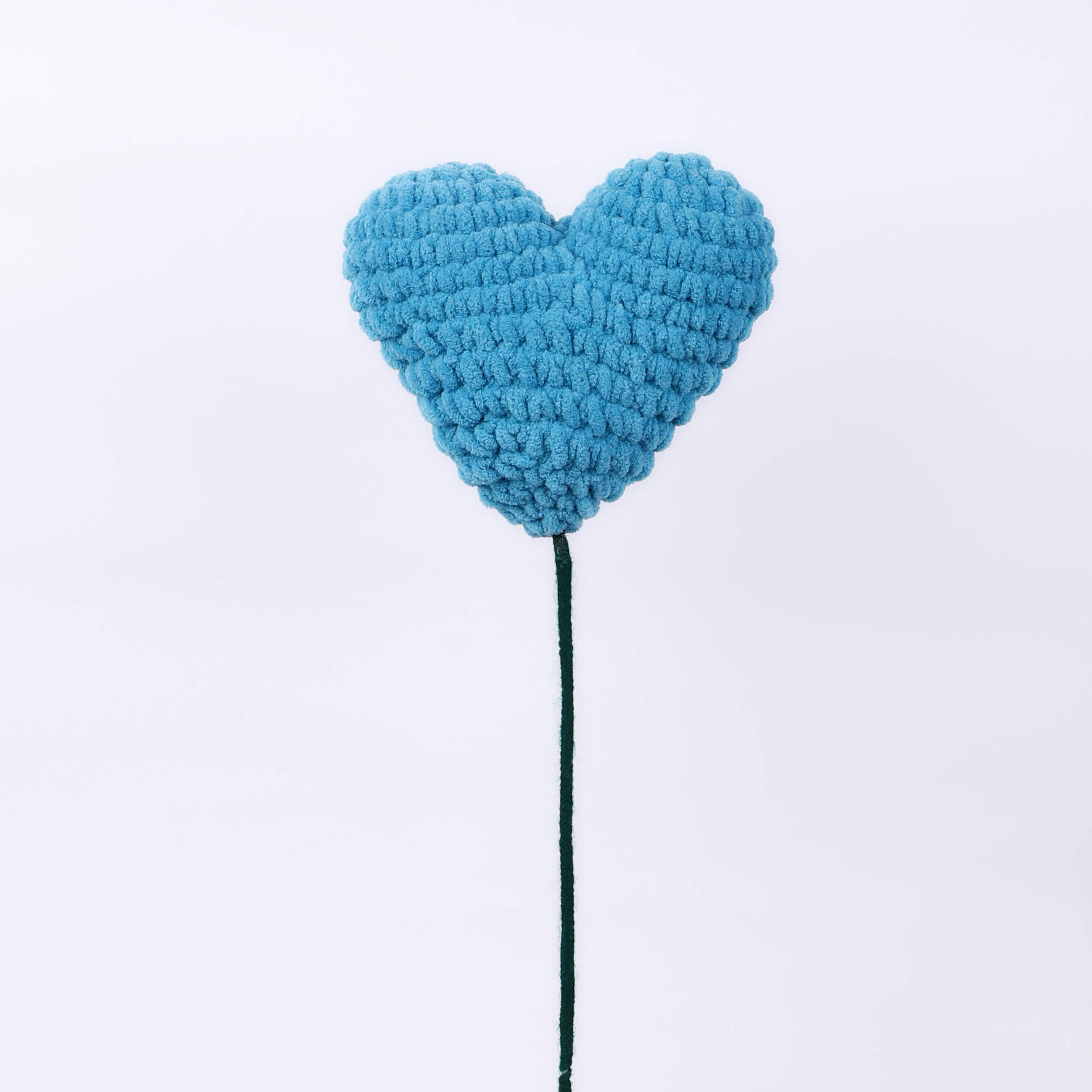 Handmade Amigurumi Heart on a Bendable Stick - Turquoise