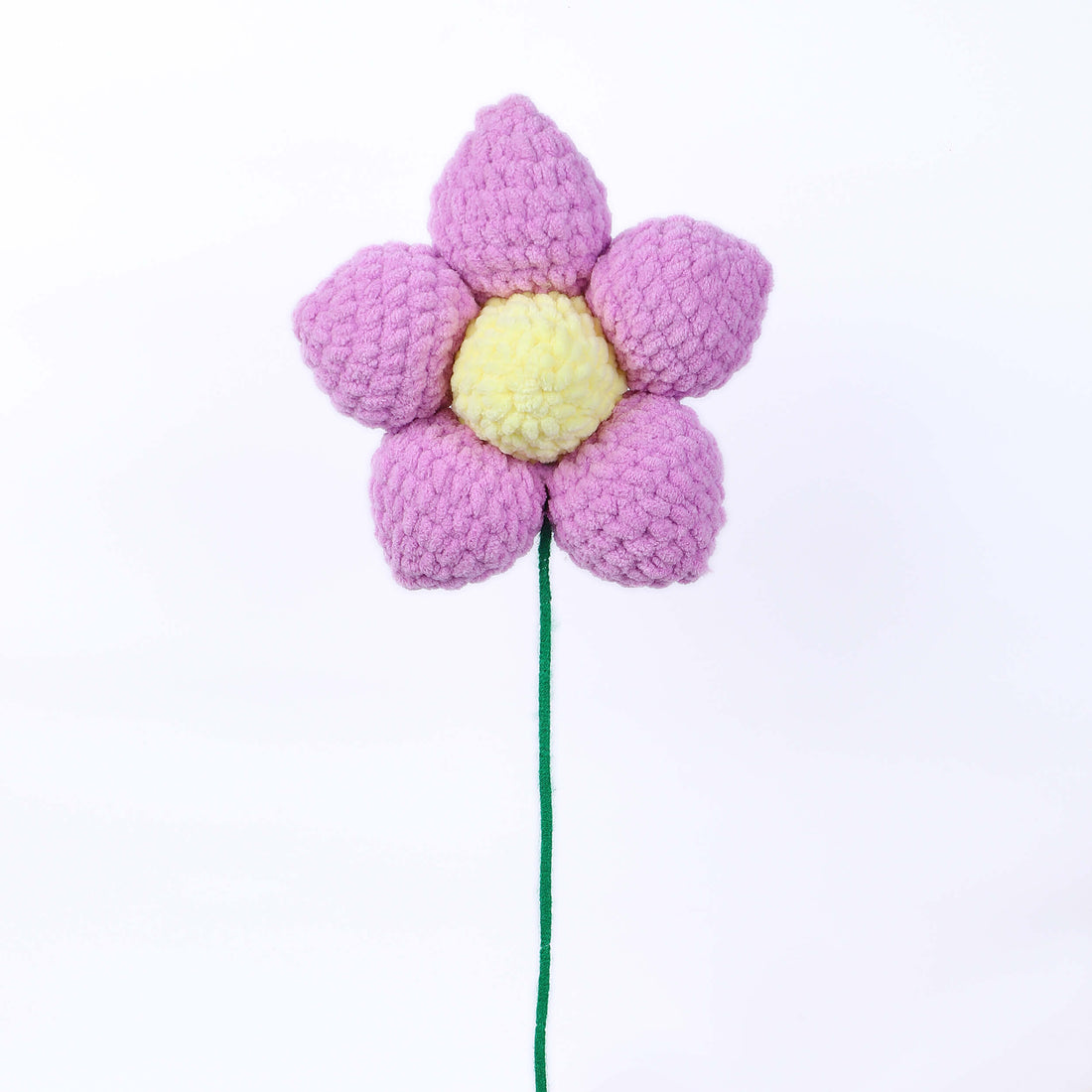 Handmade Amigurumi Flower with Bendable Stem - Lilac/Yellow
