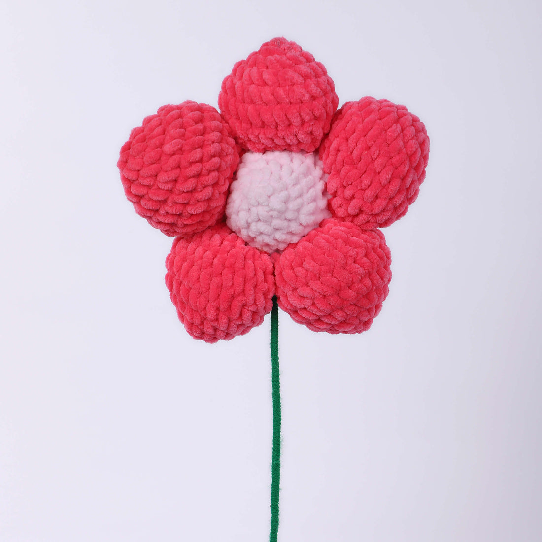 Handmade Amigurumi Flower with Bendable Stem - Fuchsia/Pink