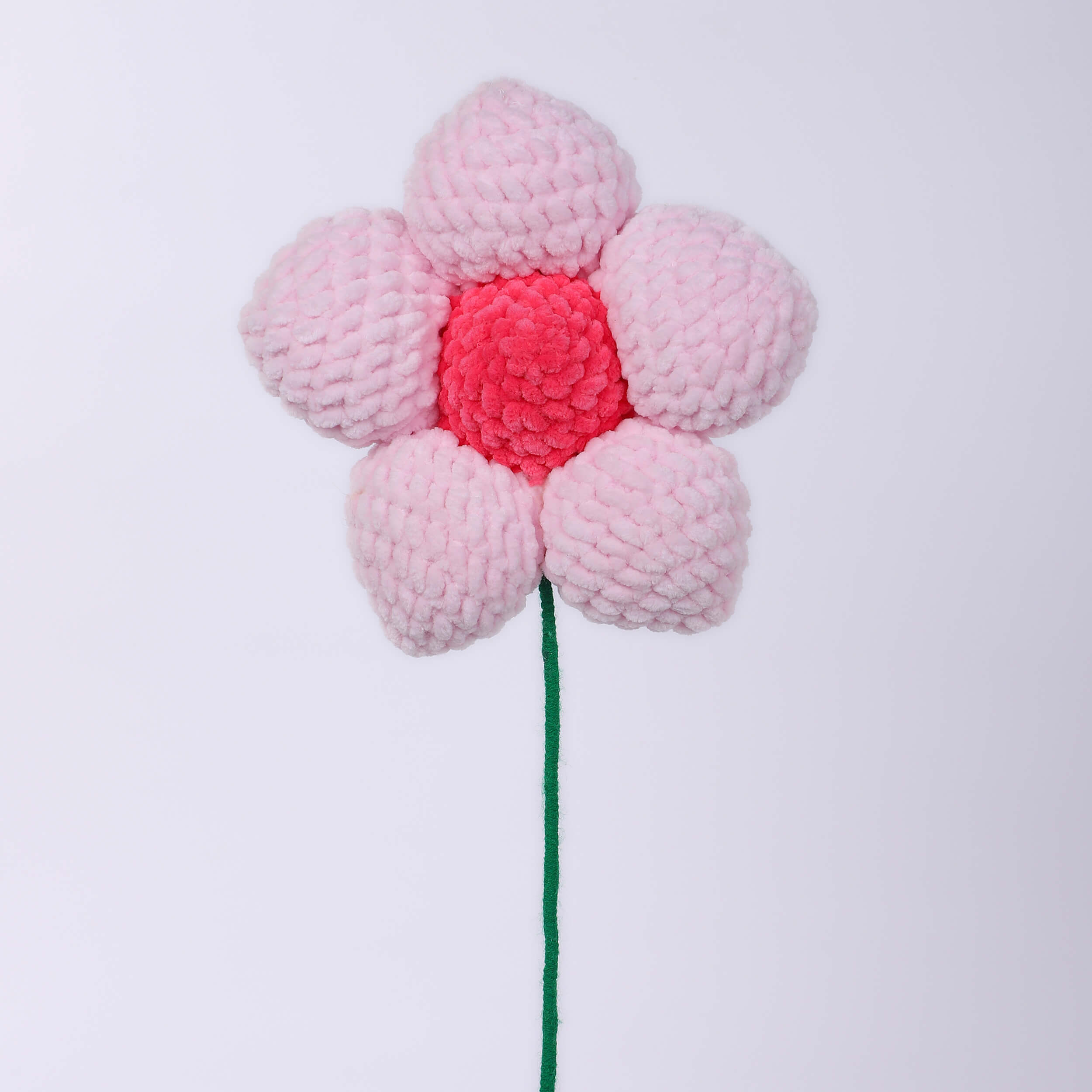 Handmade Amigurumi Flower with Bendable Stem - Pink/Fuchsia