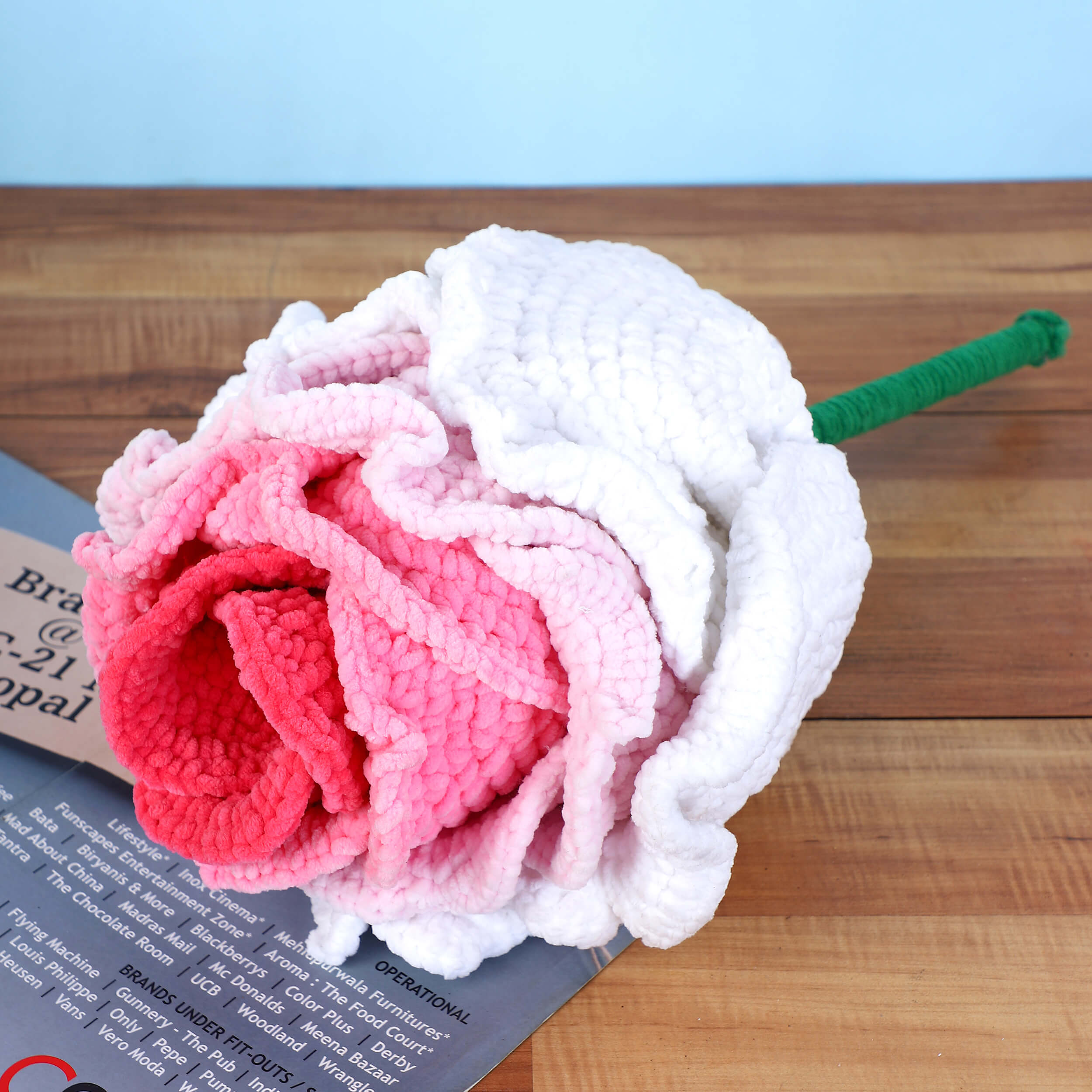 Handmade Plush Giant Rose - Shades of Pink