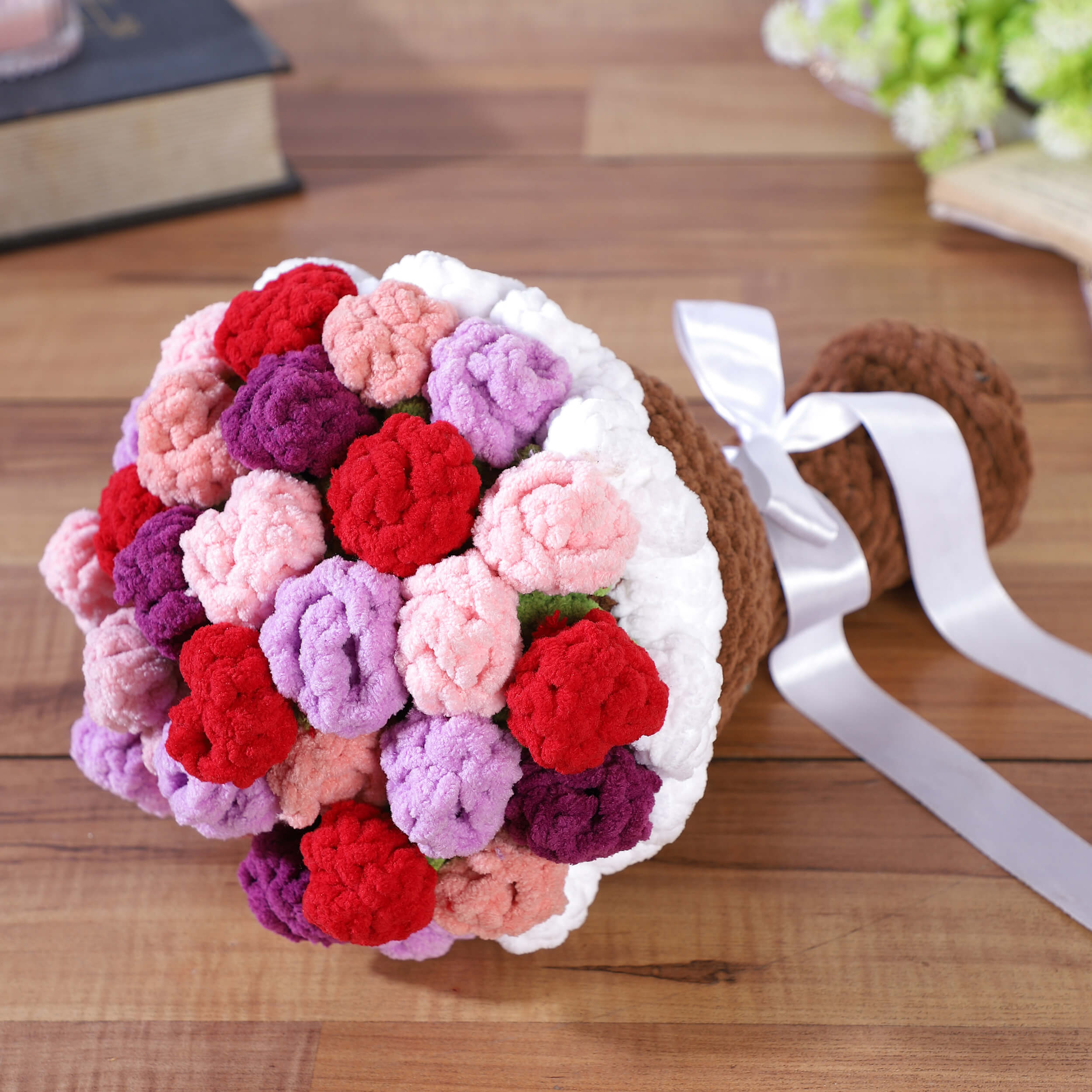 Handmade Crochet Plush Flower Bouquet- Multicolor