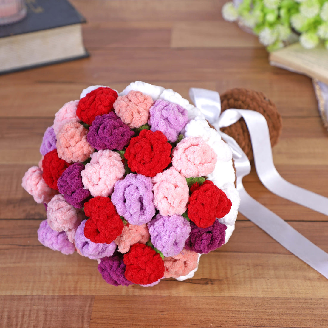 Handmade Crochet Plush Flower Bouquet- Multicolor