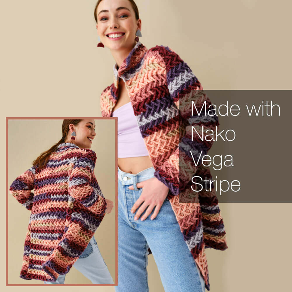 Nako Vega Stripe Yarn - Multi-Color 82408