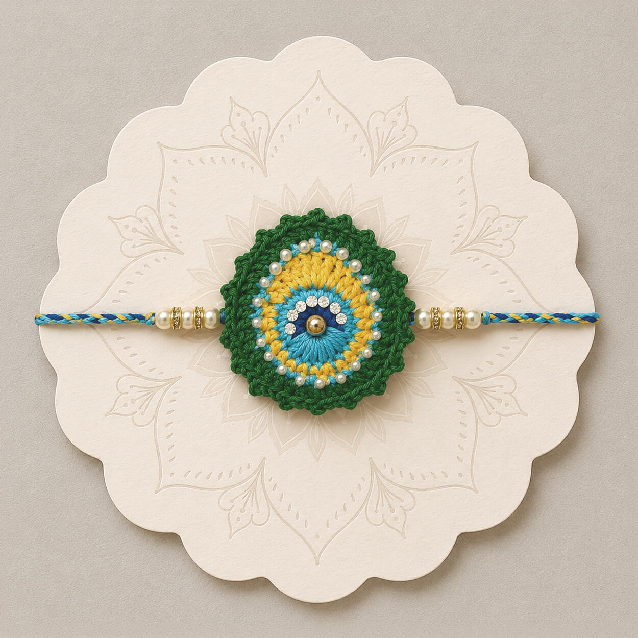 Handmade Crochet Mor Pankh Rakhi