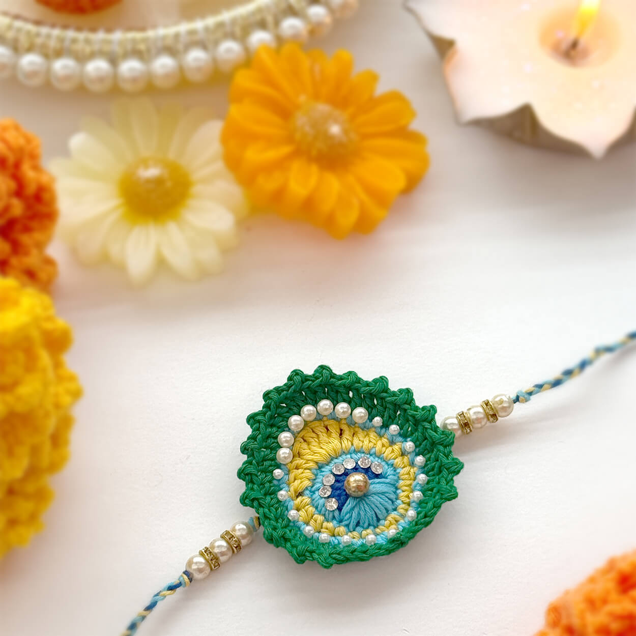 Handmade Crochet Mor Pankh Rakhi