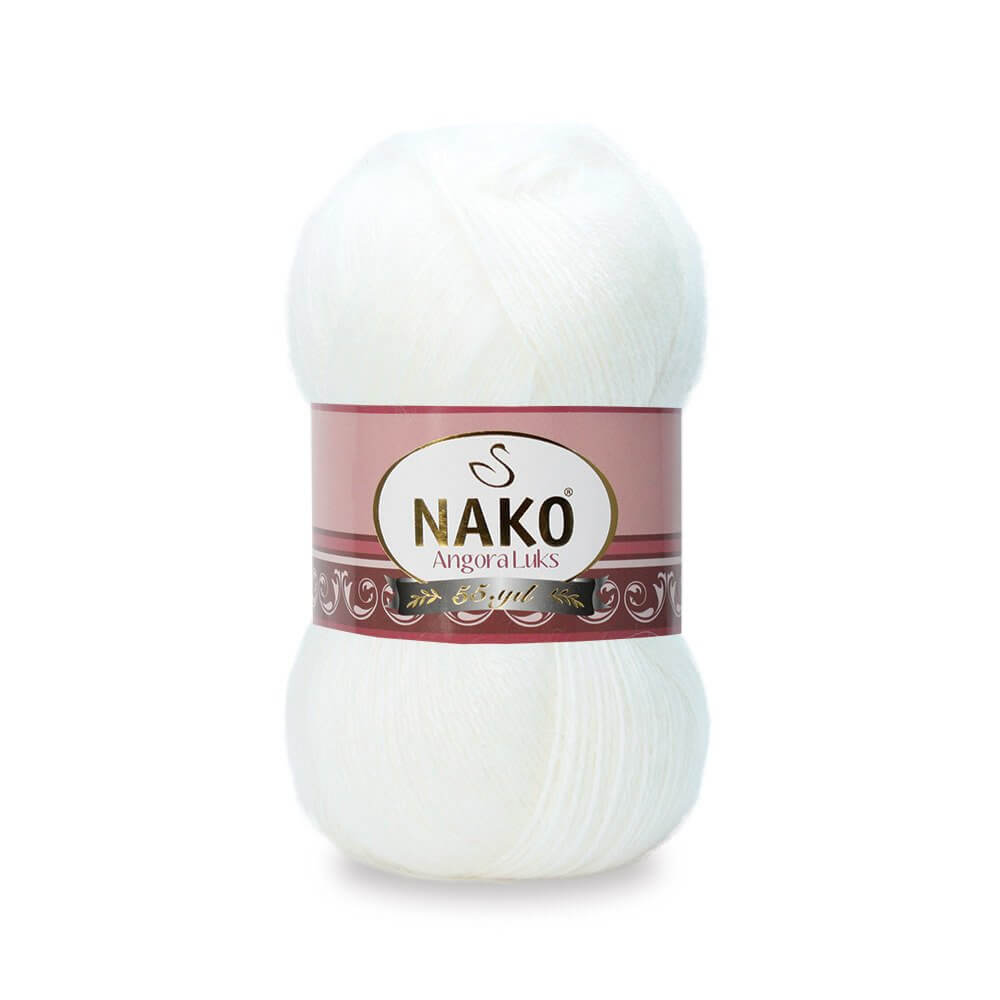 Nako Angora Luks Yarn - White 208