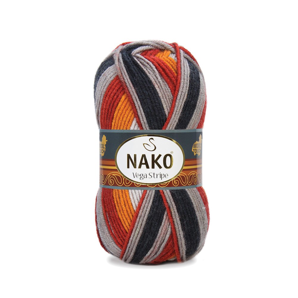 Nako Vega Stripe Yarn - Multi-Color 82417