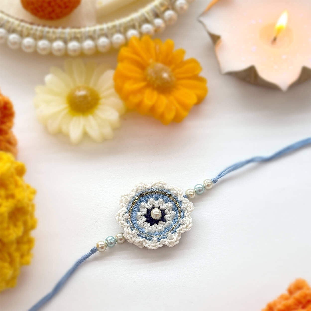 Handmade Crochet Nazarbattu Rakhi