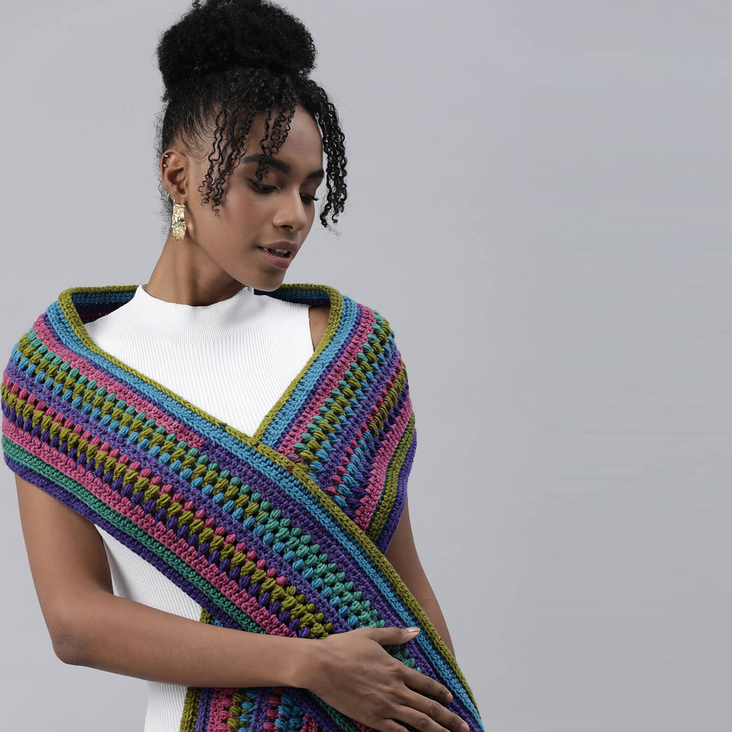 Puff Stitch Scarf - 3285