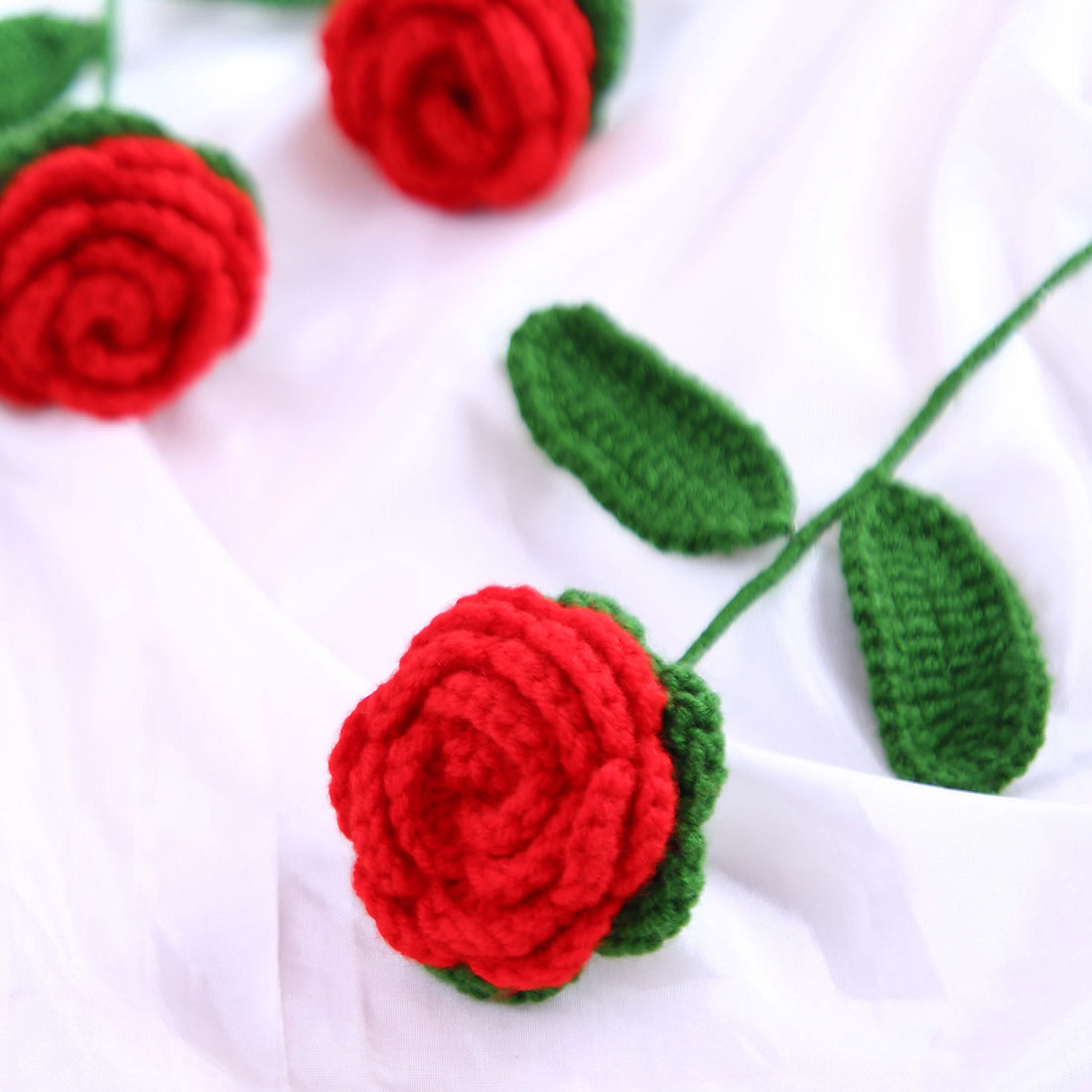 Radiant Red Roses - Handcrafted Crochet Flowers