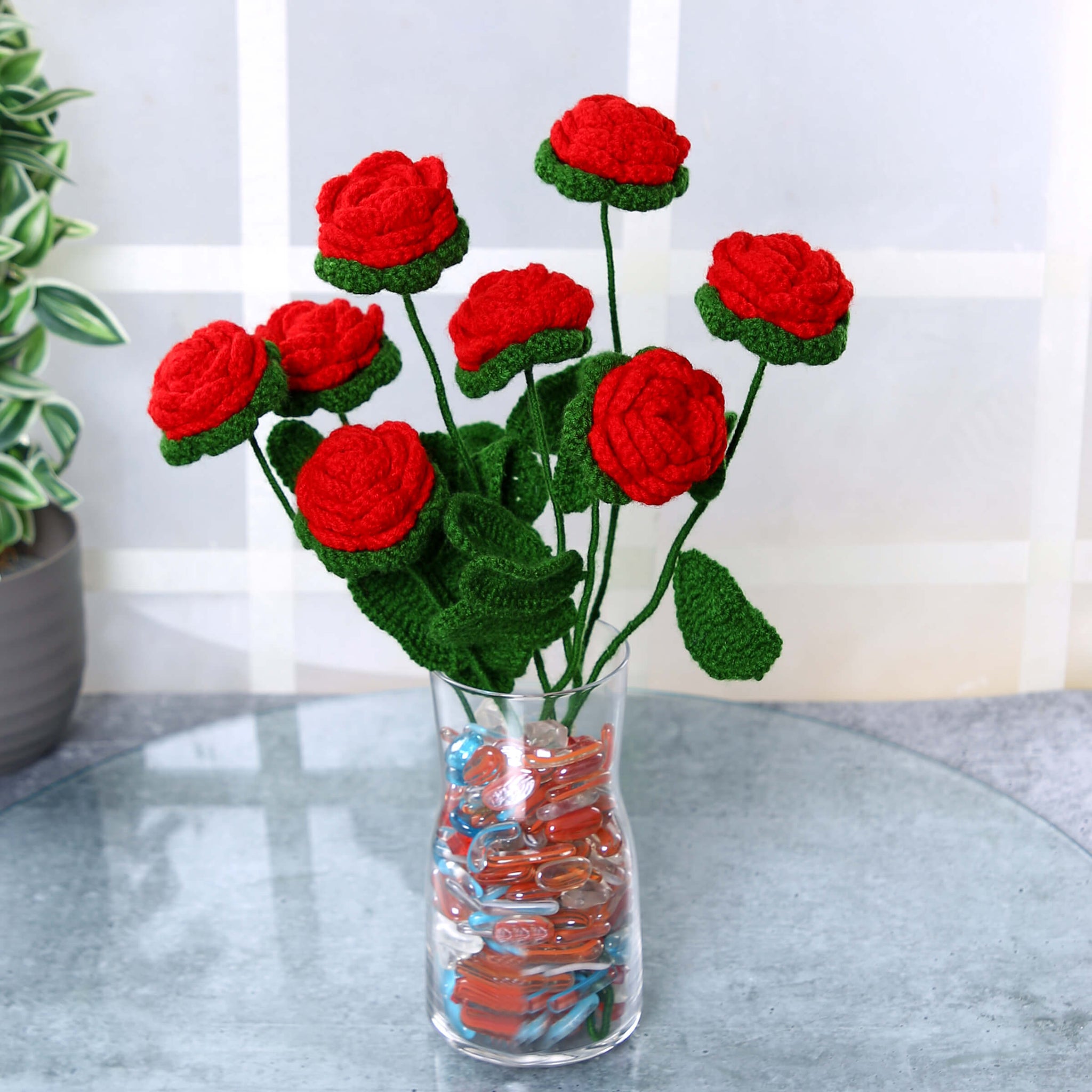 Radiant Red Roses - Handcrafted Crochet Flowers