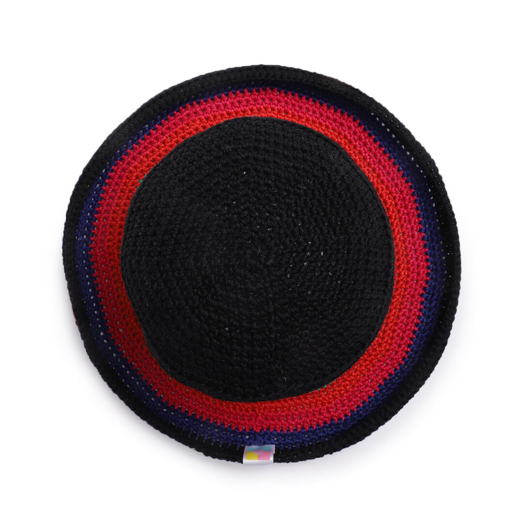 Black and Multi Crochet Sun Hat - 3242