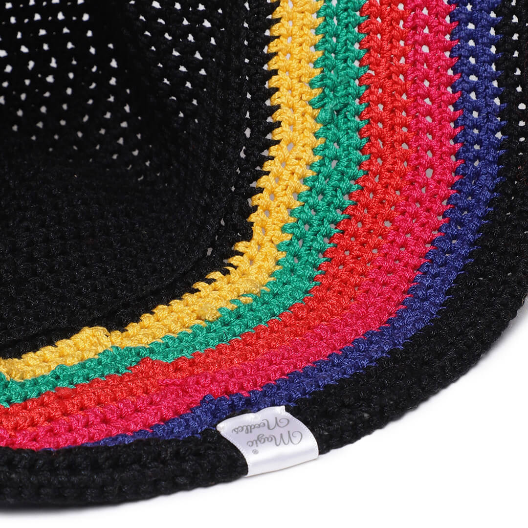 Black and Multi Crochet Sun Hat - 3242