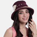 Wine and Gold Crochet Sun Hat - 3243