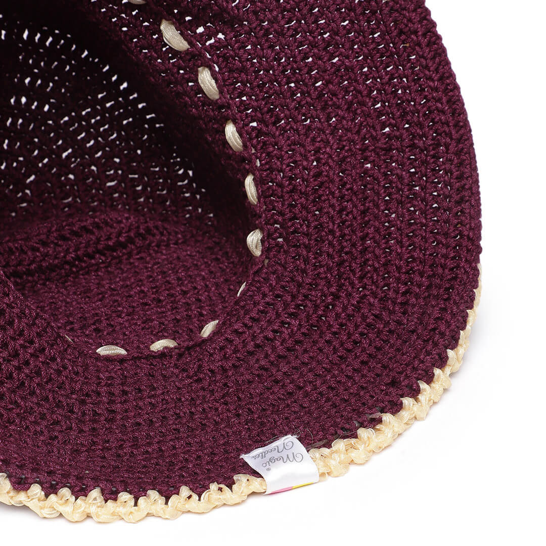 Wine and Gold Crochet Sun Hat - 3243