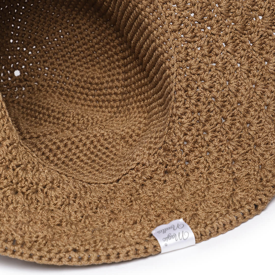 Golden Brown Crochet Sun Hat - 3244