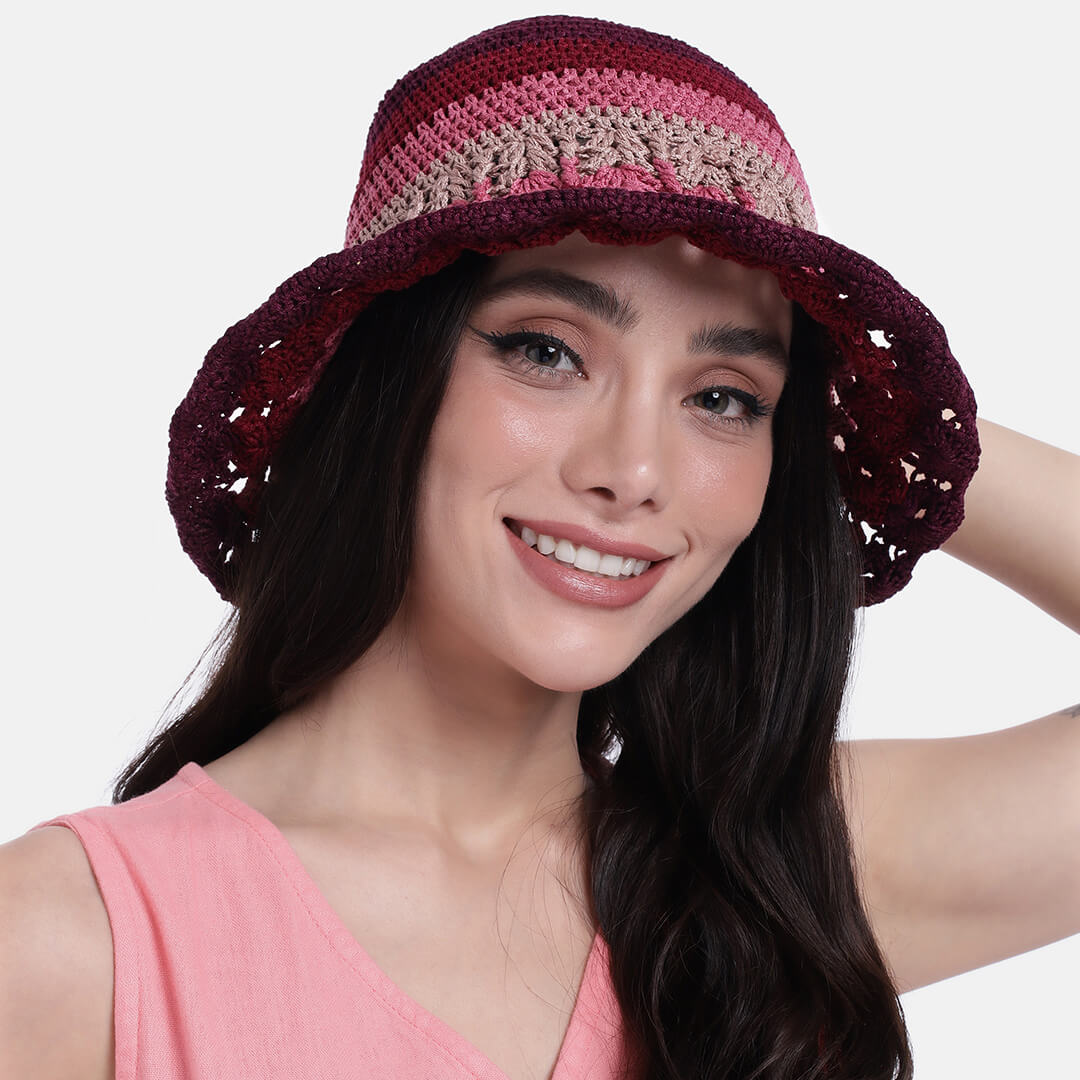 Shades of Mauve Crochet Sun Hat - 3245