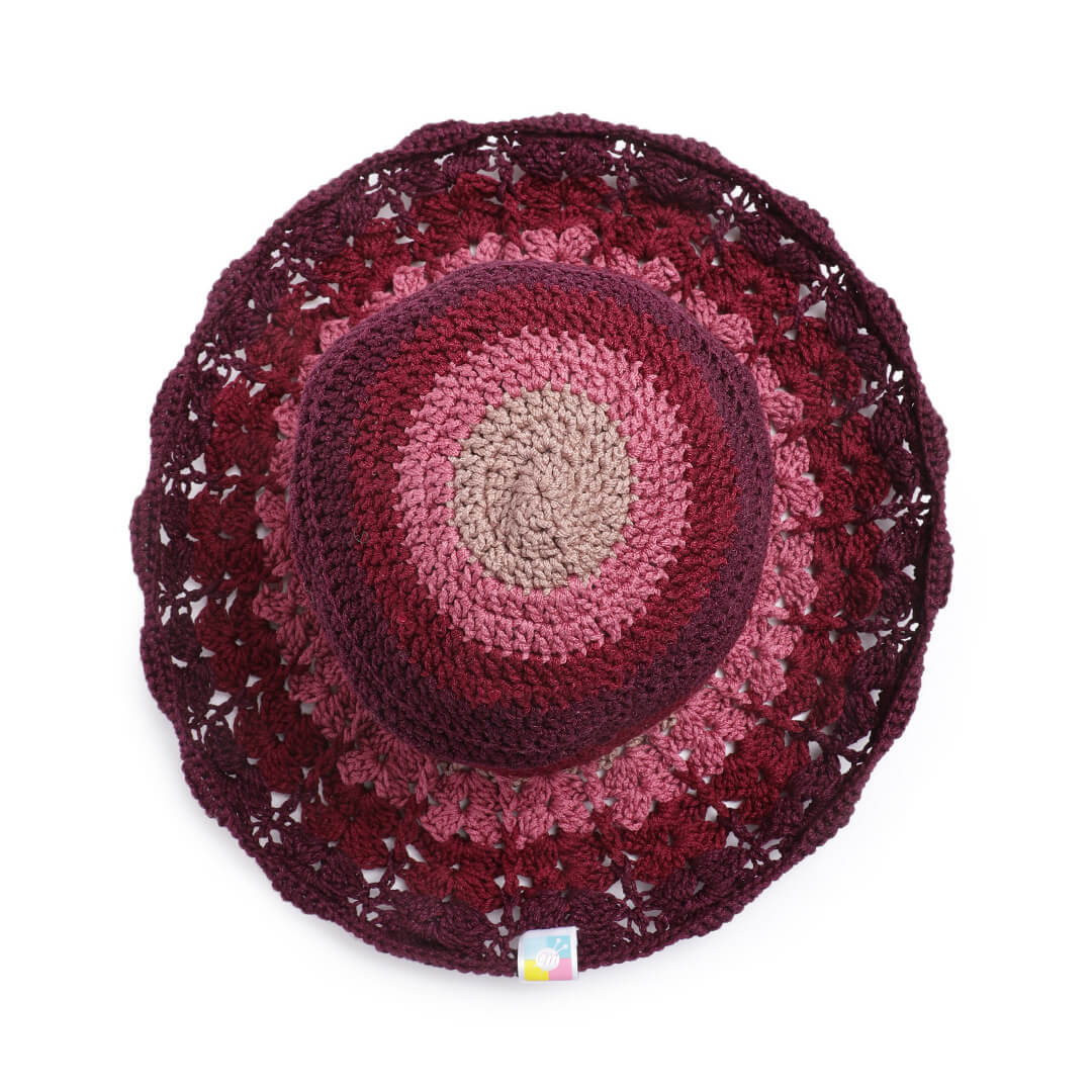 Shades of Mauve Crochet Sun Hat - 3245