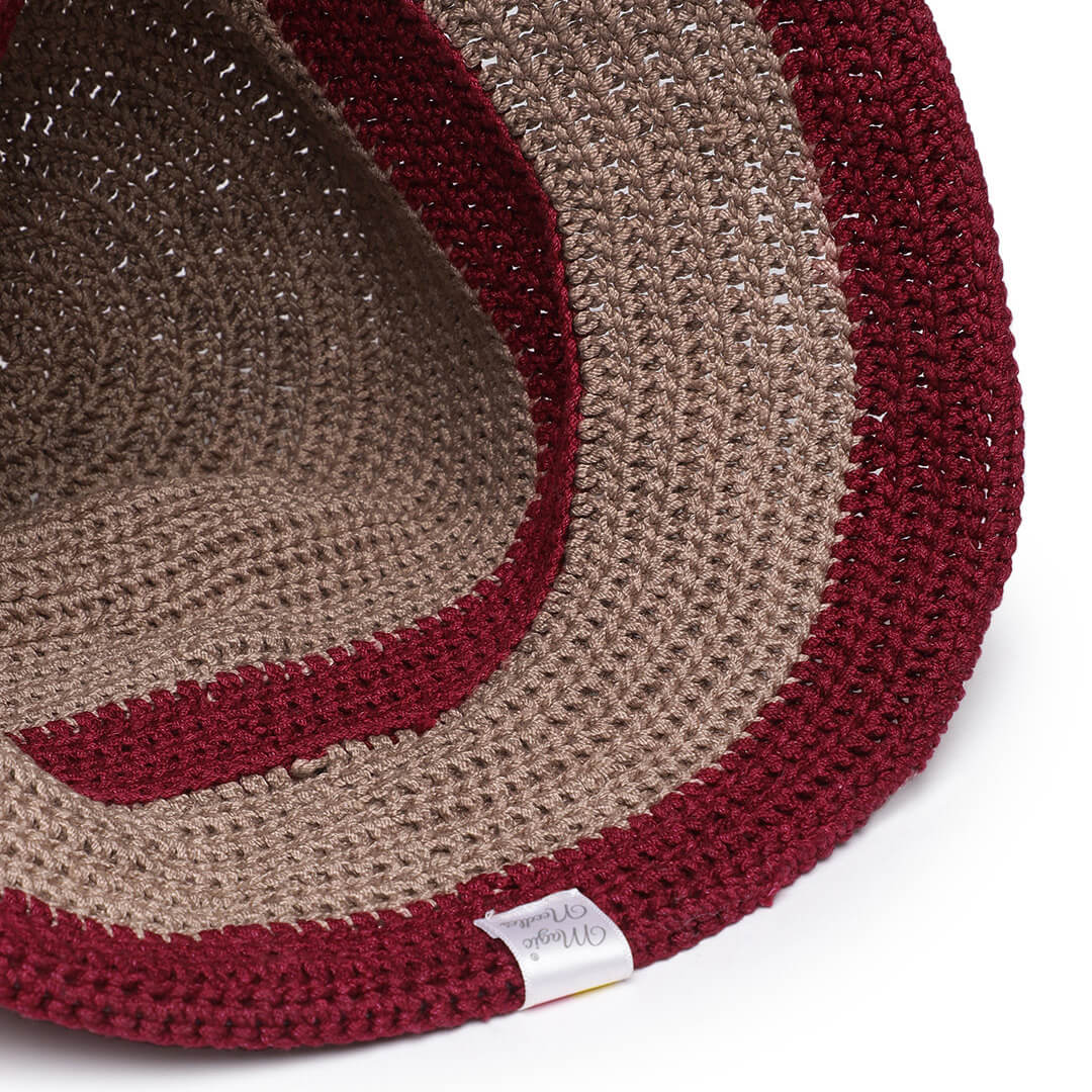 Maroon and Beige Sun Hat - 3247