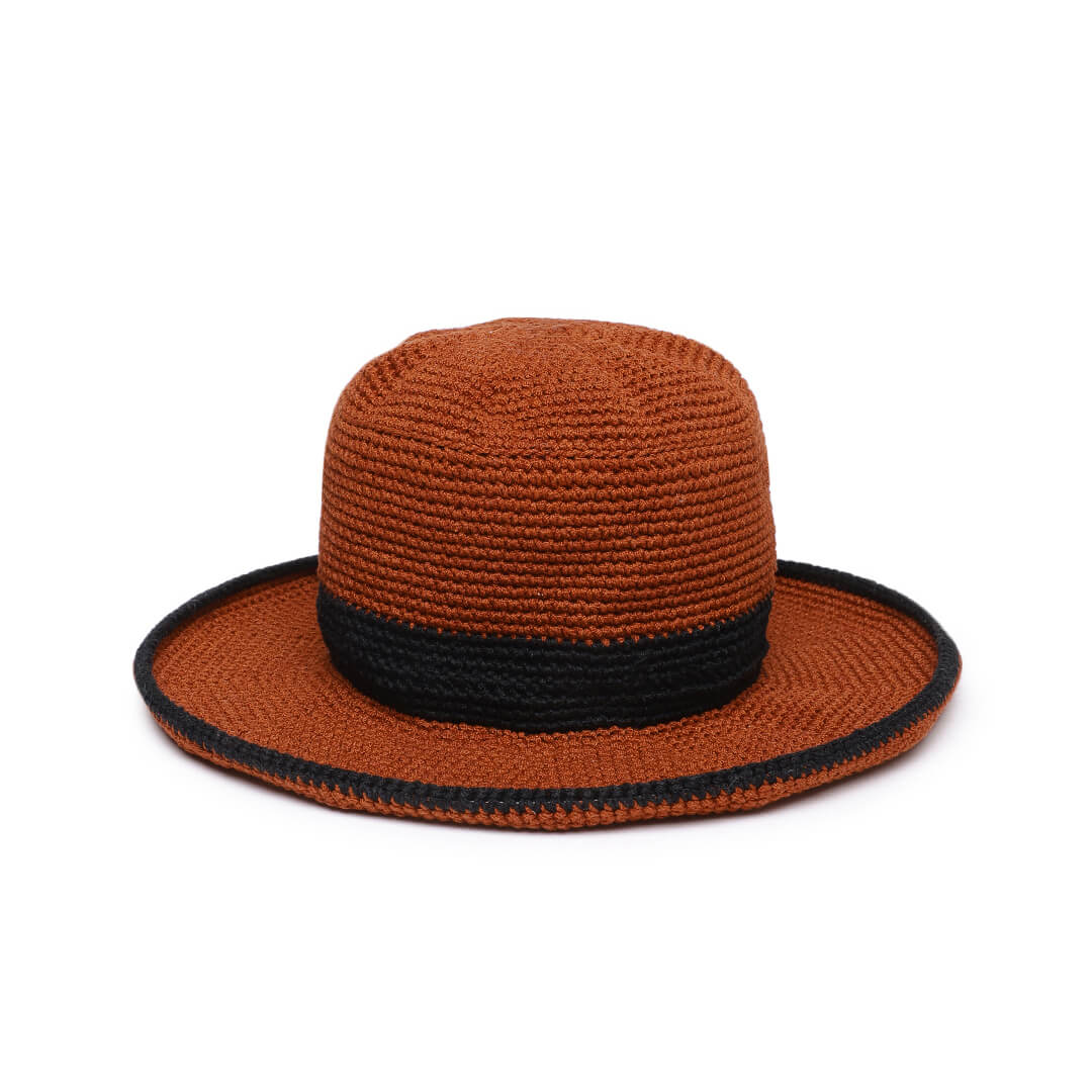 Black and Brick Red Sun Hat - 3279
