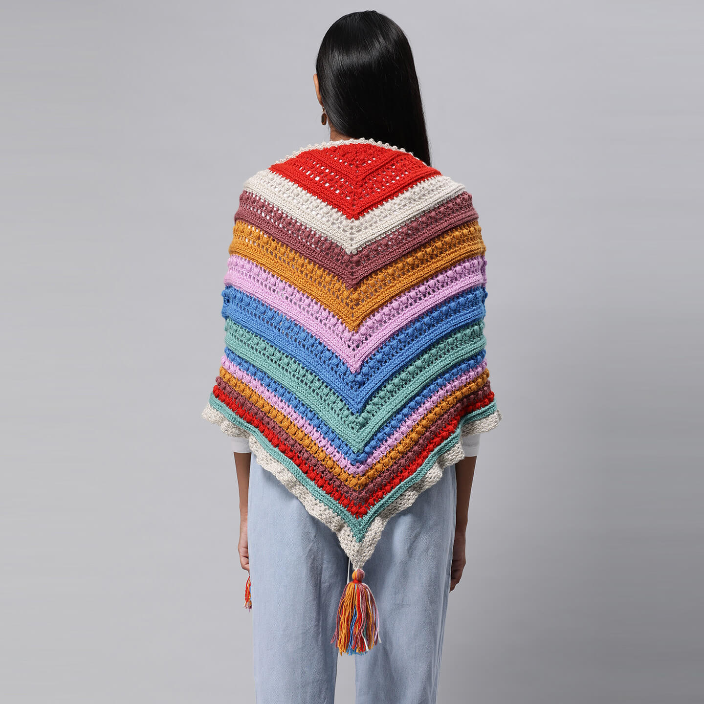 Triangular Crochet Shawl Multicolor 3227 - Main Image