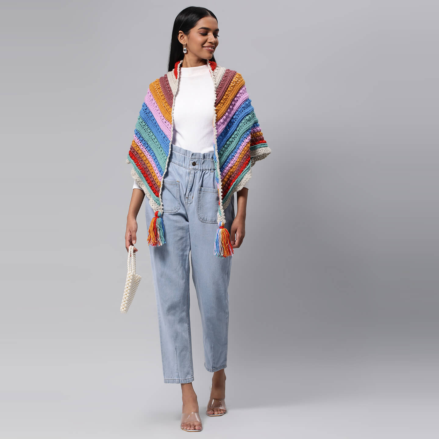 Triangular Crochet Shawl - Multicolor 3227