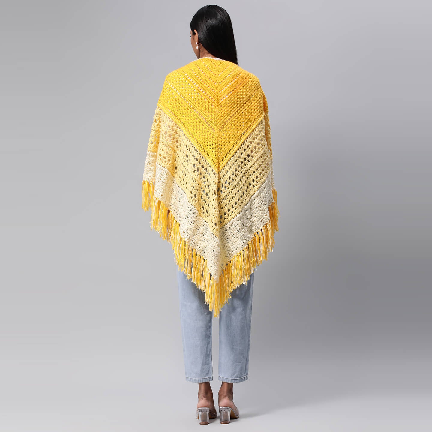 Triangular Crochet Shawl - Yellow 3233