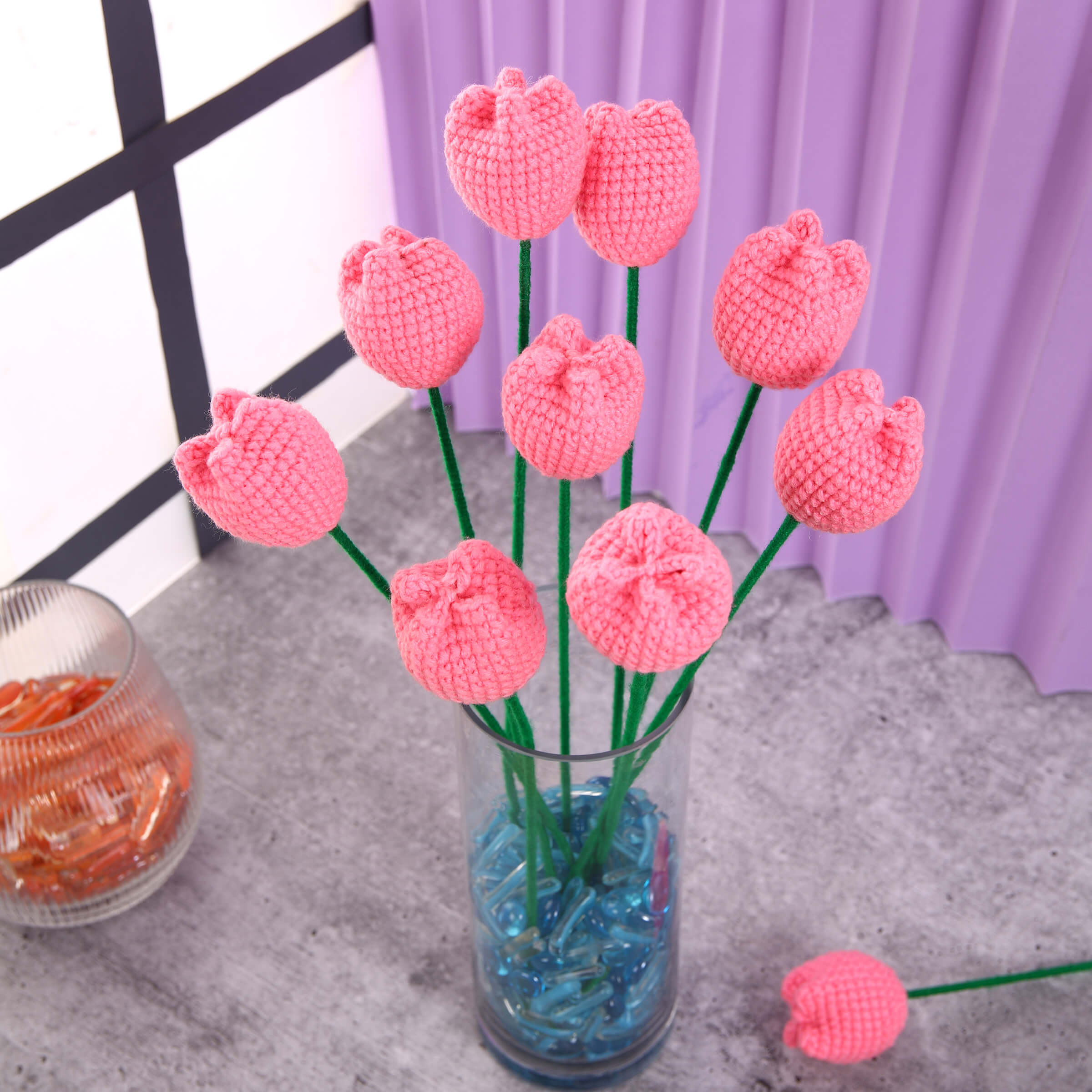 Tulip Treasures - Handcrafted Crochet Flowers - Barbie Pink