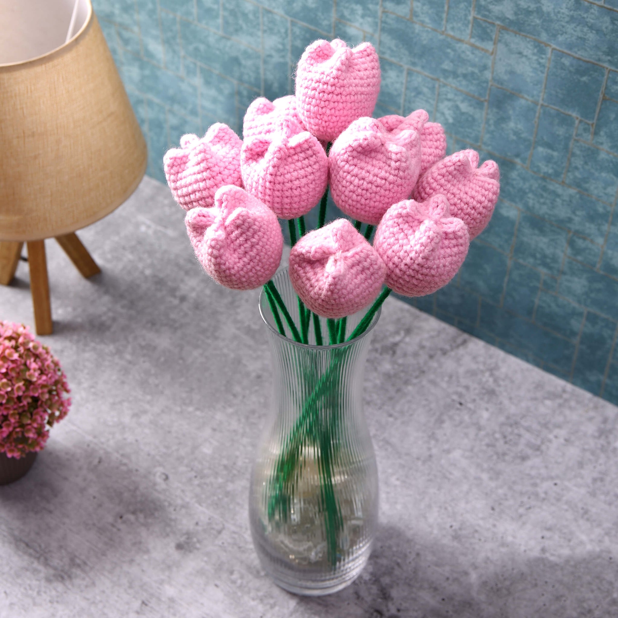 Tulip Treasures - Handcrafted Crochet Flowers - Light Pink