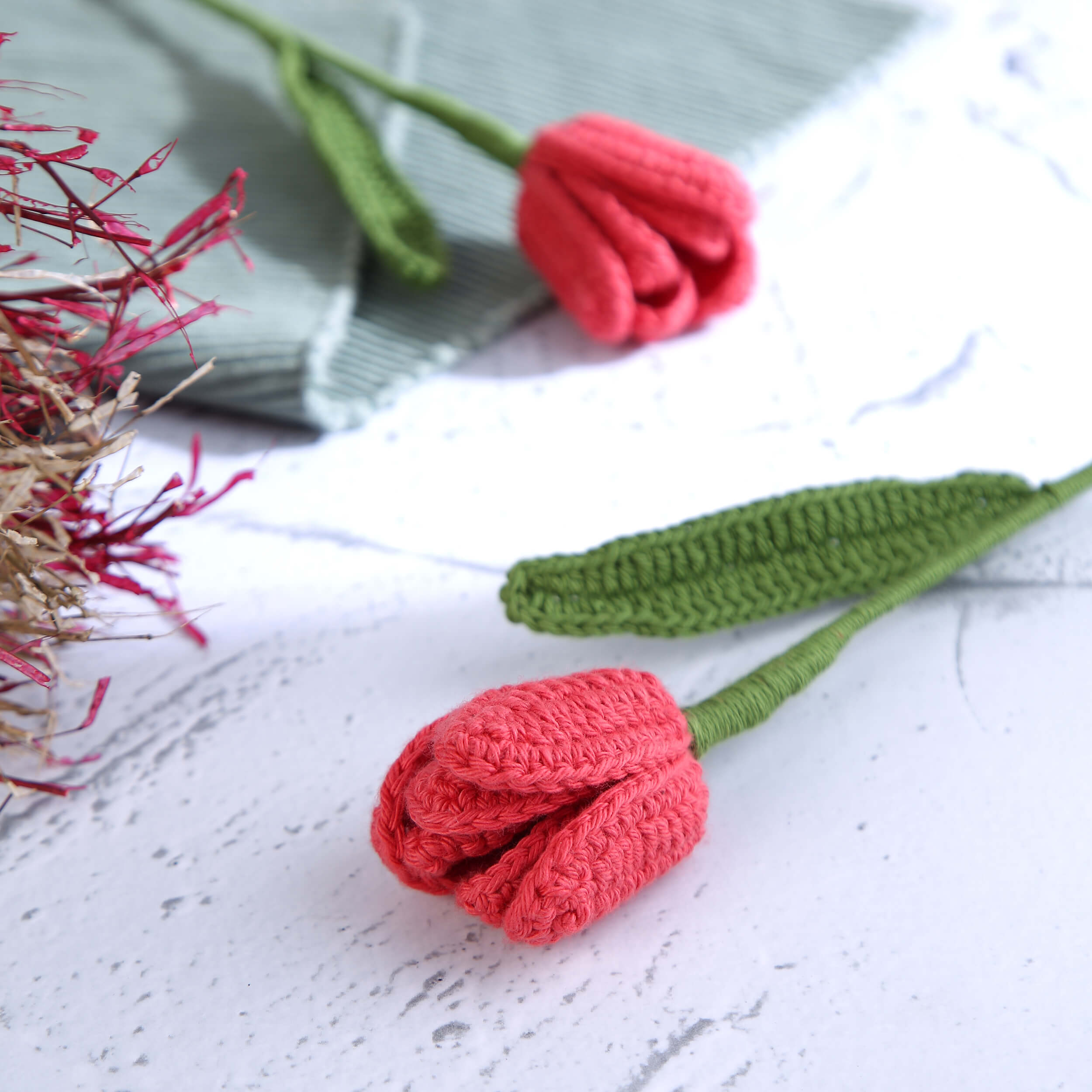 Open Tulips - Handcrafted Crochet Flowers