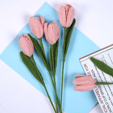 Open Tulip Treasures - Handcrafted Crochet Flowers - Pretty Peach