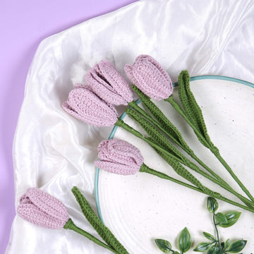 Open Tulip Treasures - Handcrafted Crochet Flowers - Lavender