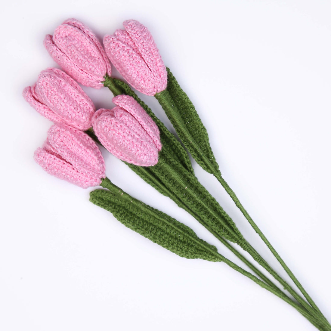 Open Tulip Treasures - Handcrafted Crochet Flowers - Baby Pink