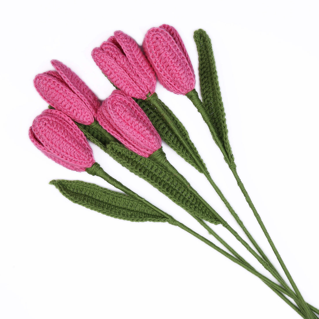 Open Tulip Treasures - Handcrafted Crochet Flowers - Pink