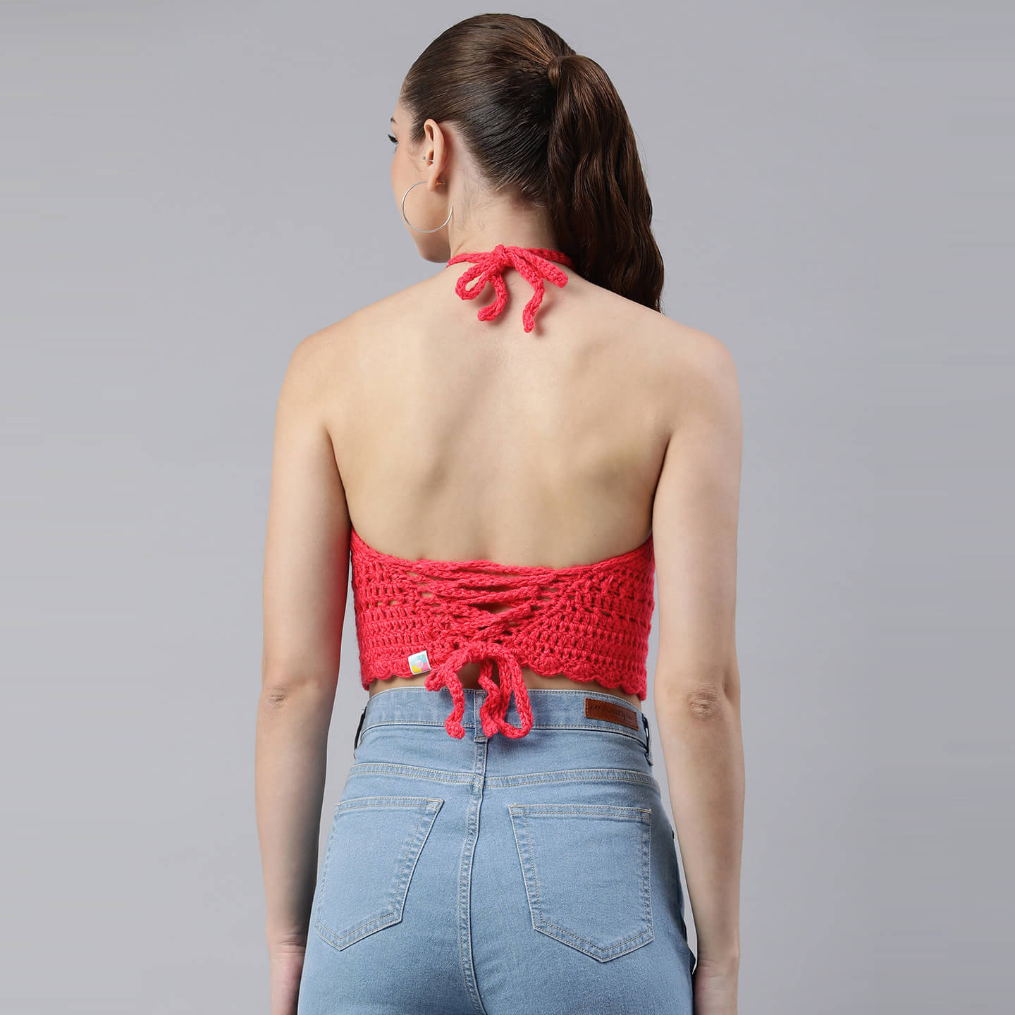 Cotton Bralette Tie Back Top - Fuchsia 3265