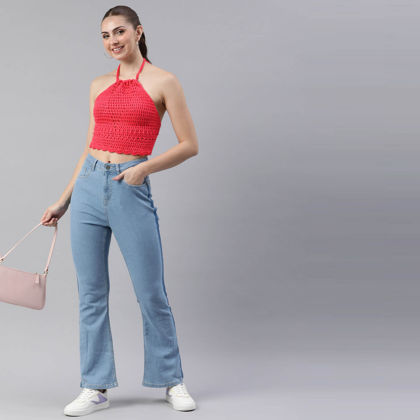 Cotton Bralette Tie Back Top - Fuchsia 3265