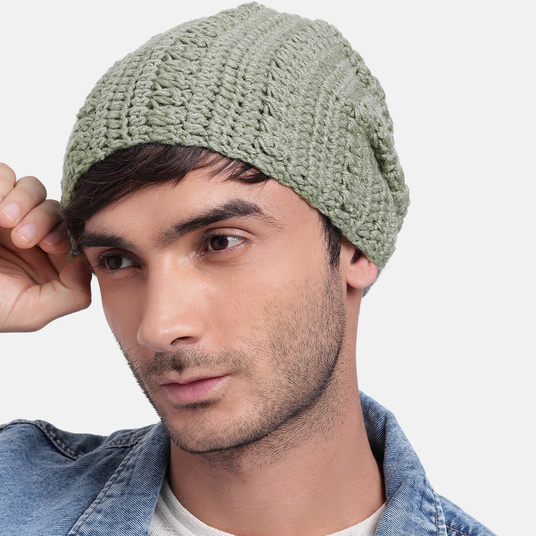 Handmade Self design Crochet Beanie - 3338