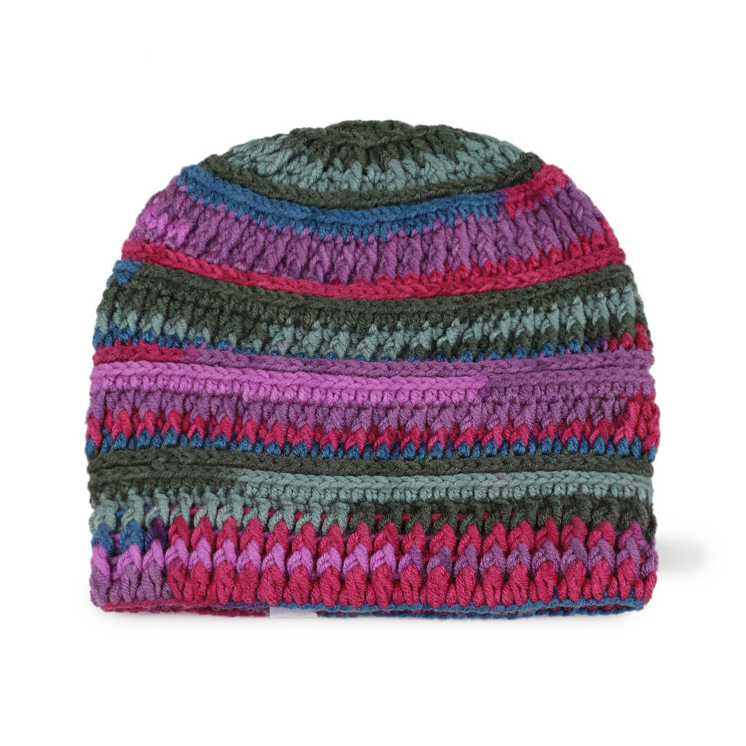 Handmade Self design Crochet Beanie - 3339