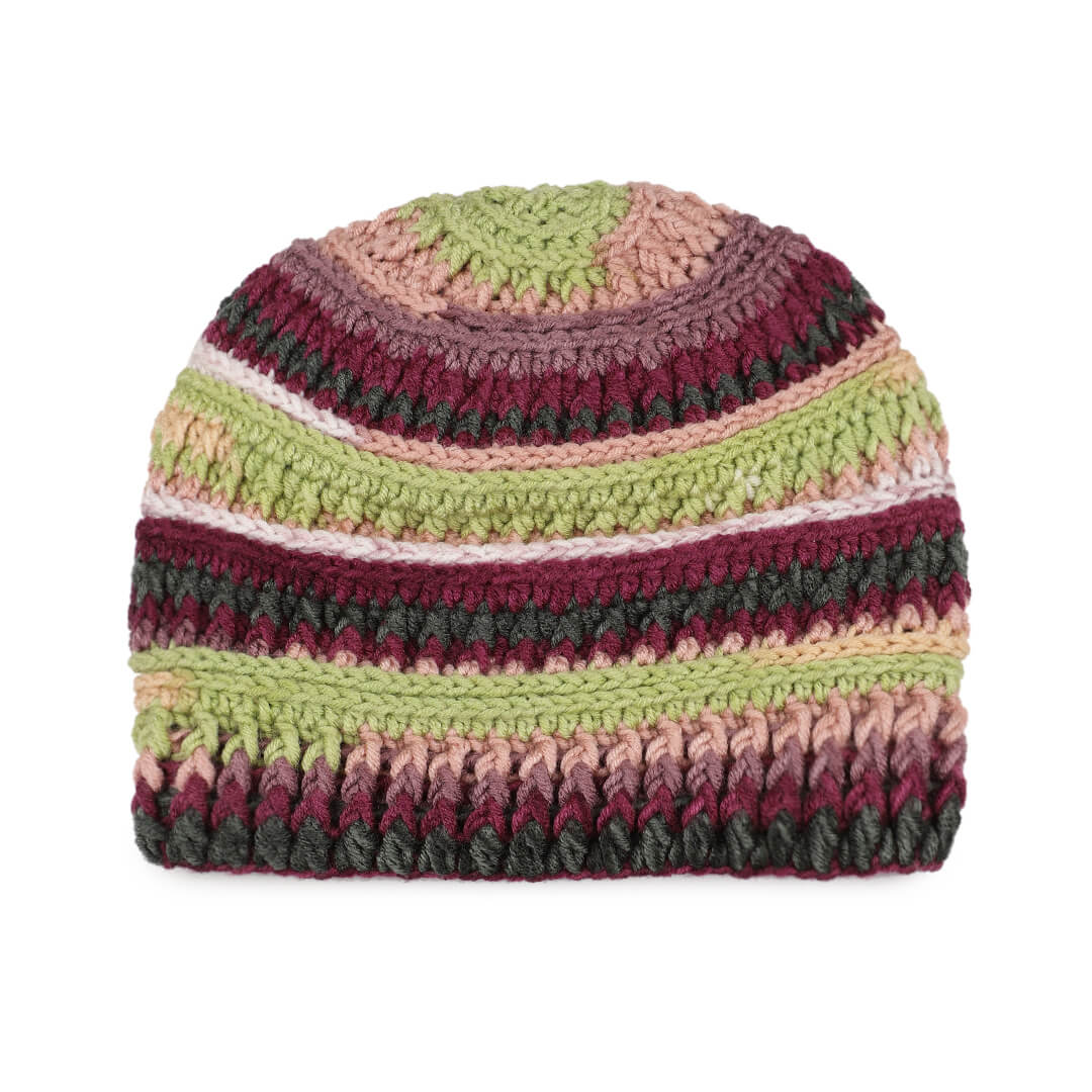 Handmade Self design Crochet Beanie - 3340